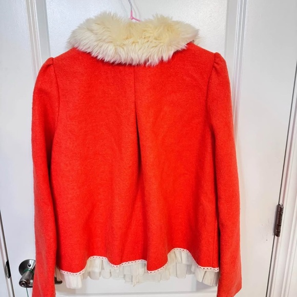 Women's Red Faux Fur Collar Jacket - Picture 2 of 4
